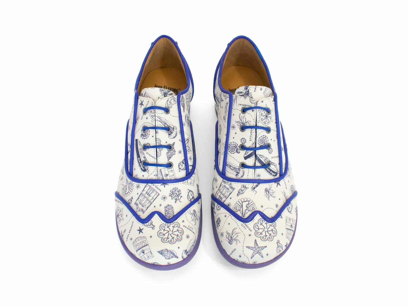 Martha Map Print Contrast Lace-Up Shoes: Front