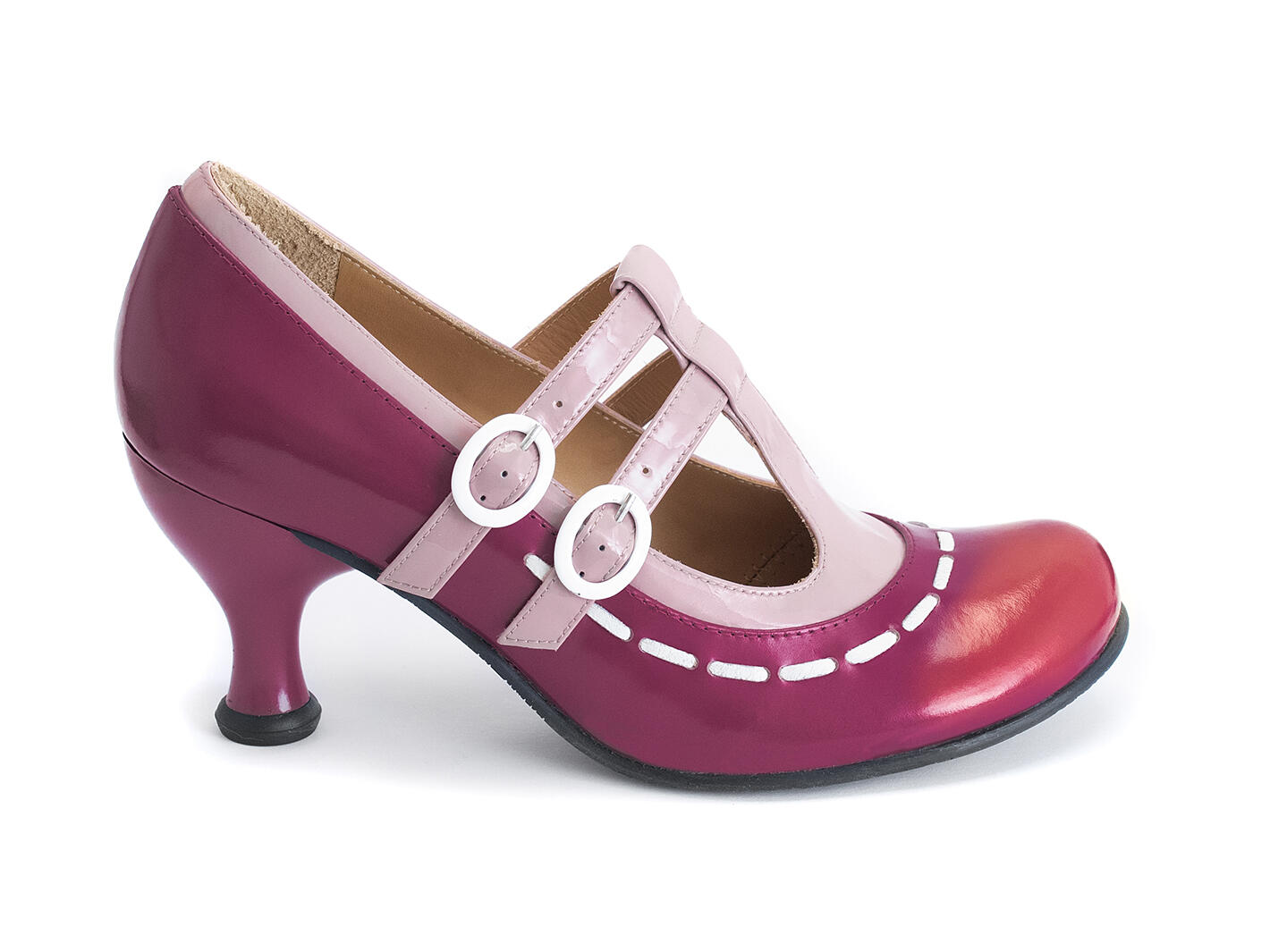 Mary Fields Pink Double strap mary jane: Profile outside
