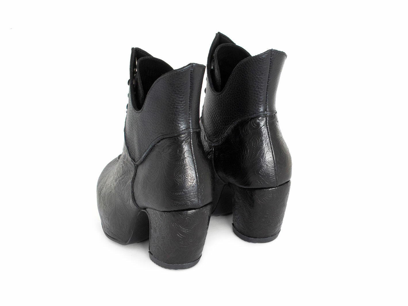 Mask Black Emboss Bottillon lacé à plateforme: Back