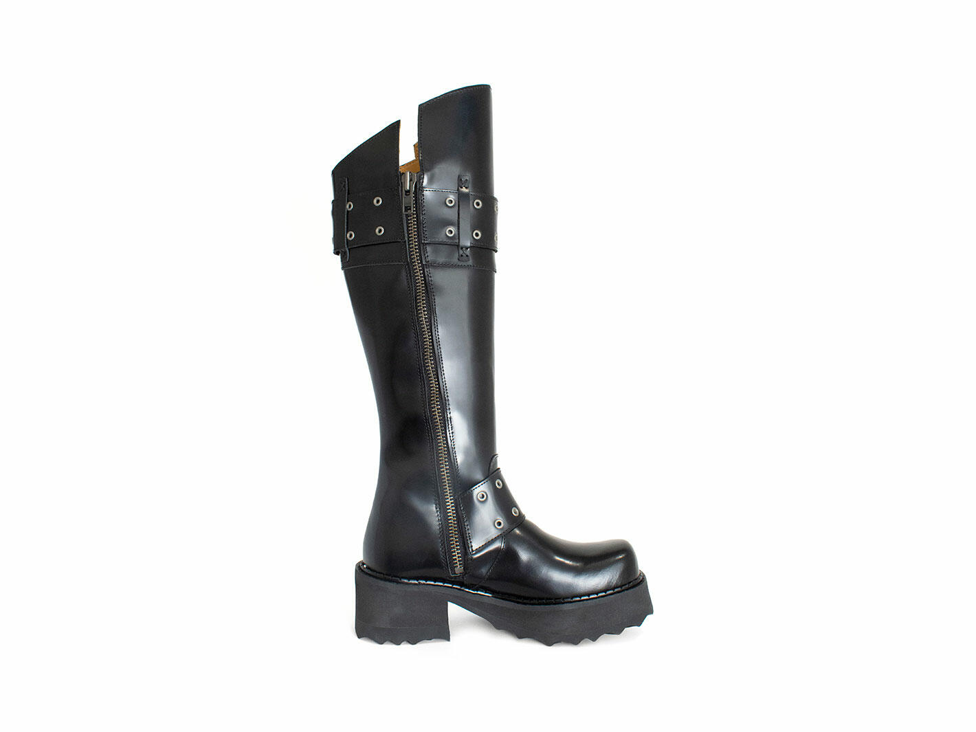 Maxi Noir Botte haute avec sangles: Profile inside