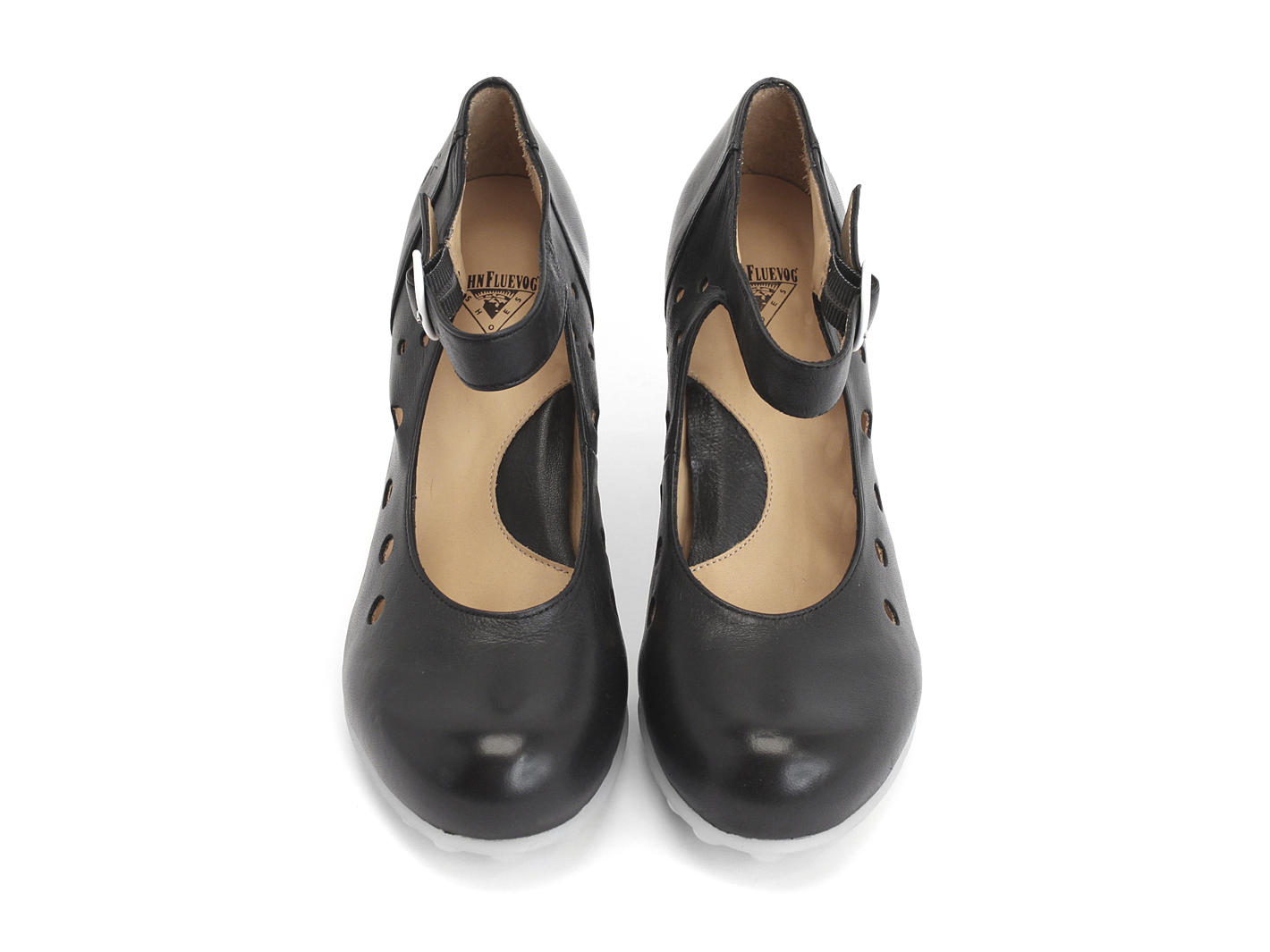 Meteor Black Ankle strap heel with cutouts: Front