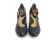 Meteor Black Ankle strap heel with cutouts: Front