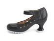 Meteor Black Ankle strap heel with cutouts: Profile inside