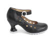 Meteor Black Ankle strap heel with cutouts: Profile outside