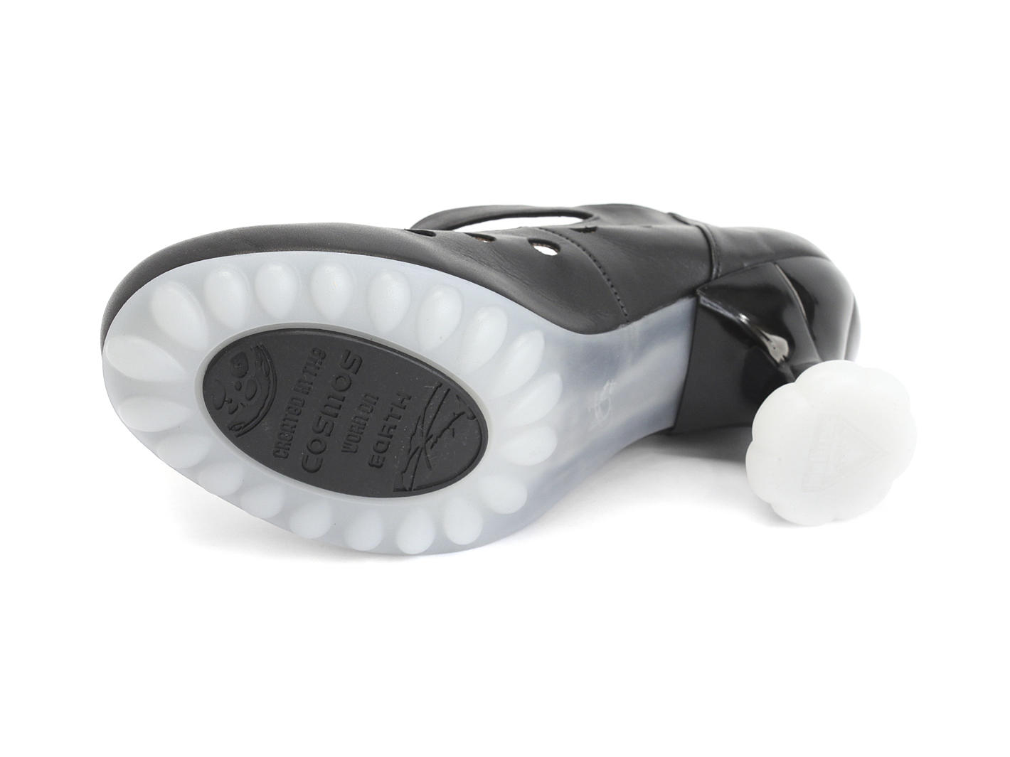 Meteor Noir Talon courroie cheville avec découpes: Sole