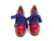 Miss August Orange/Red Lace-up scalloped wedge heel: Front