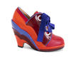 Miss August Orange/Red Lace-up scalloped wedge heel: Profile outside