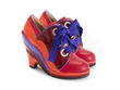 Miss August Orange/Red Lace-up scalloped wedge heel: Quarter view