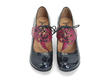 Mollie Johnson Navy & Pink Lace-Up Mary Jane Heel: Front