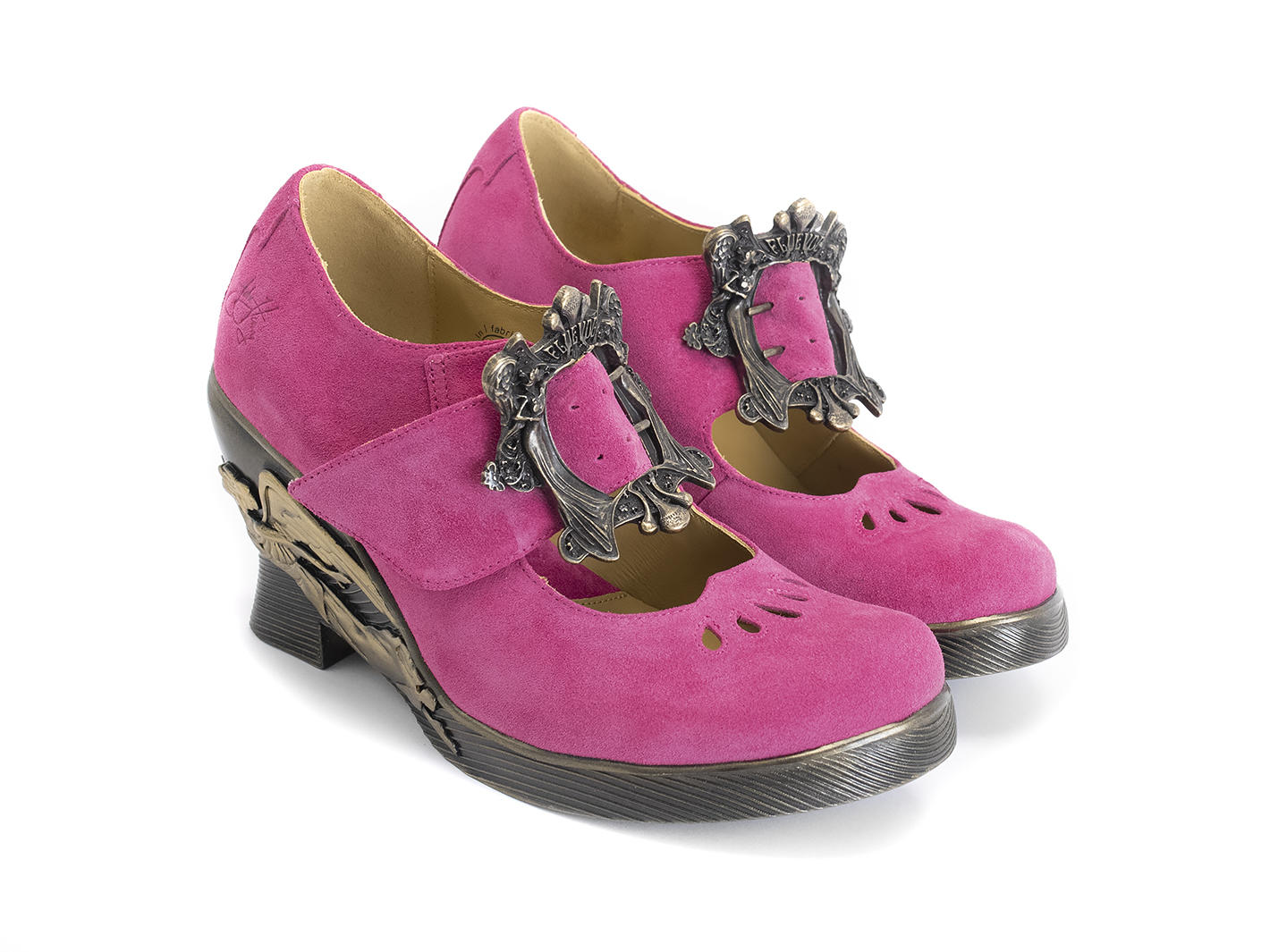 Monika Pink Custom buckled mary jane: Quarter view