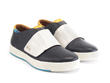 Moving Navy Sneaker with strap: Quarter view