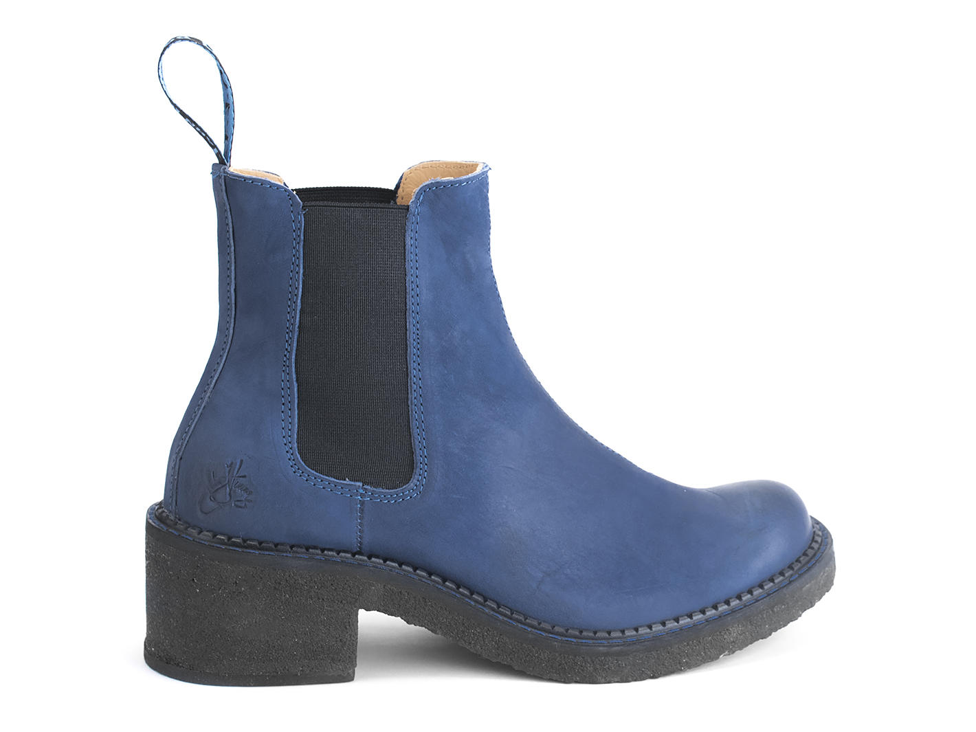Nap Blue Crêpe-Soled Chelsea Boots: Profile outside