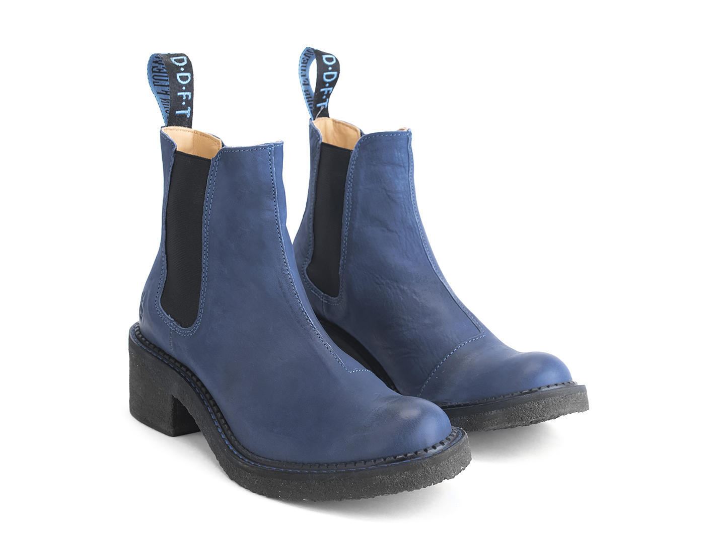 Nap Blue Crêpe-Soled Chelsea Boots: Quarter view