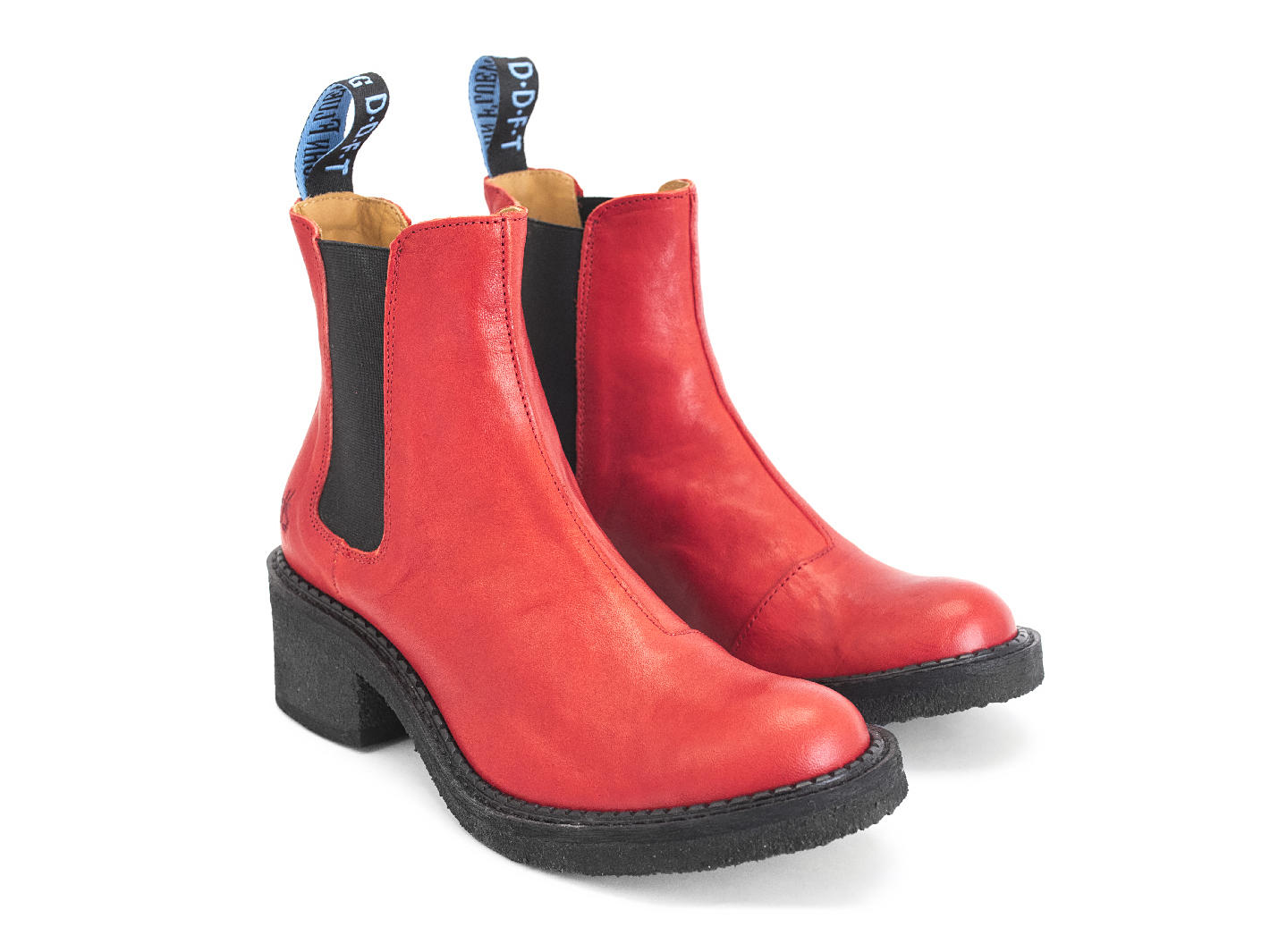 Nap Red Crêpe-Soled Chelsea Boots: Quarter view