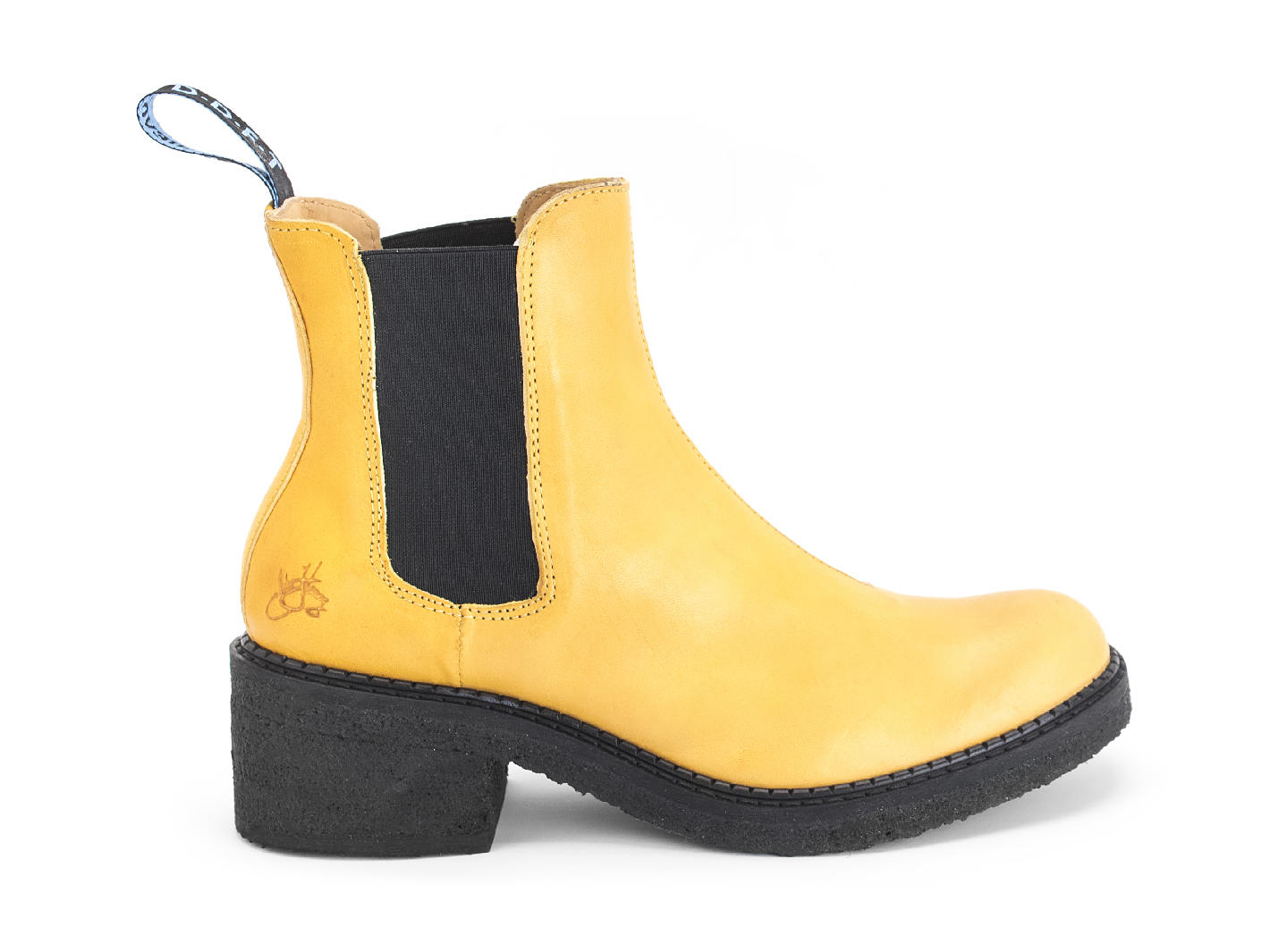 Nap Yellow Crêpe-Soled Chelsea Boots: Profile outside