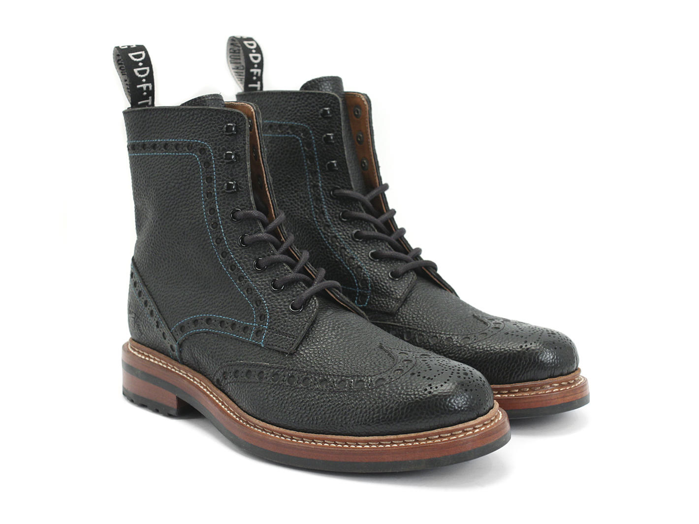 Newell (Lined) Black Brogued Lace-Up Boot