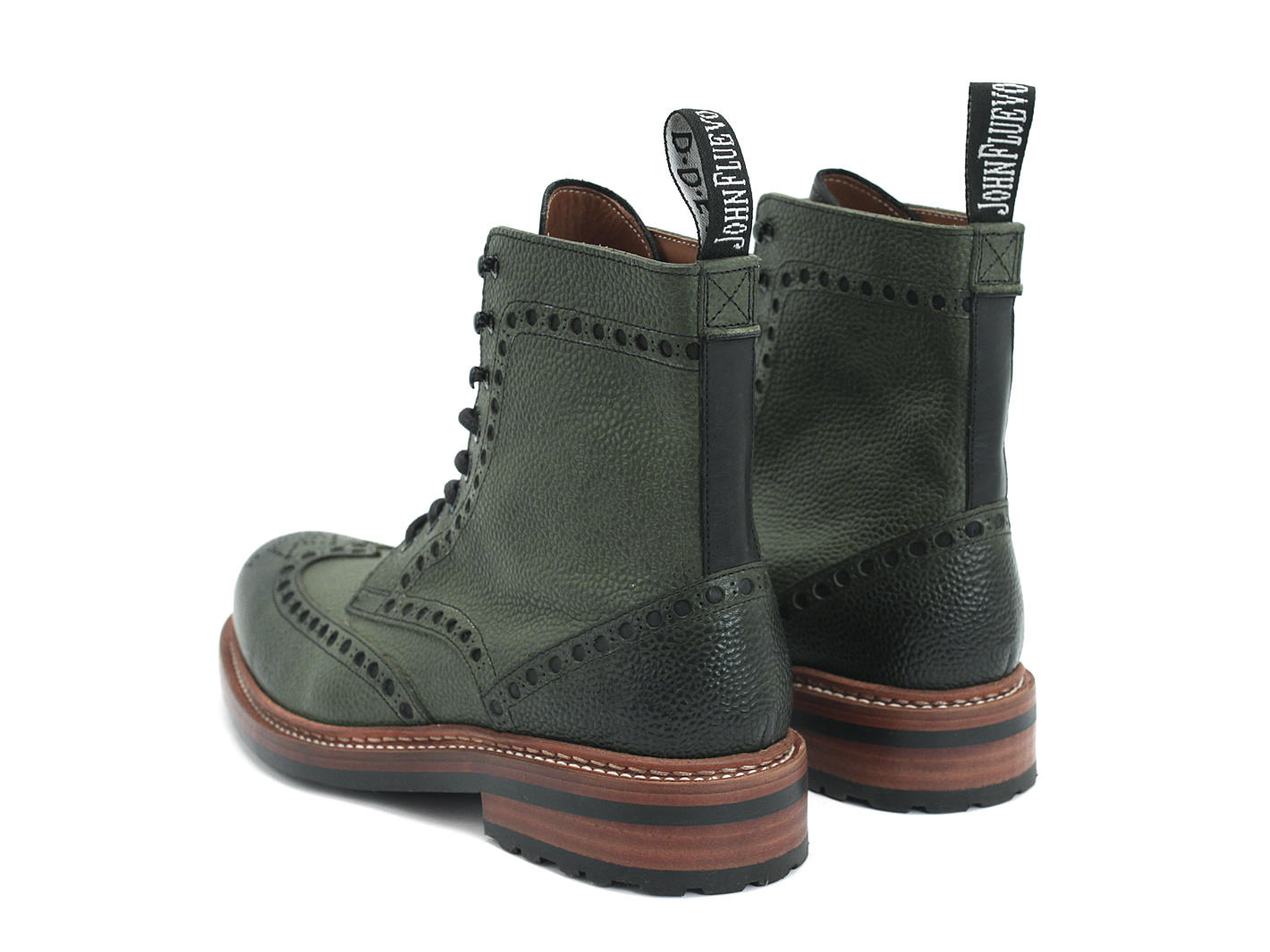 Newell (Lined) green Brogued Lace-Up Boot