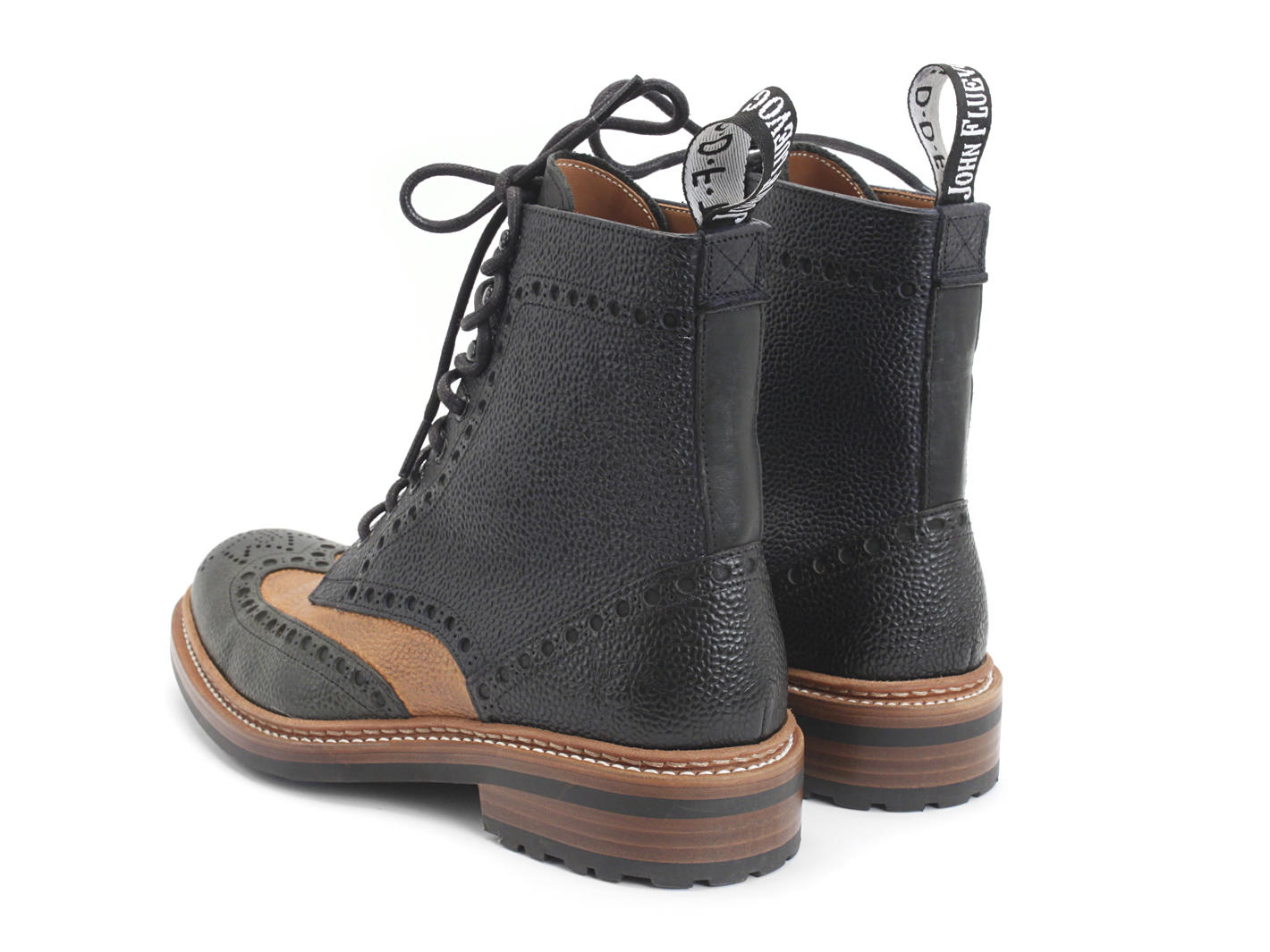 Newell (Unlined) Blue & Green & Orange Brogued Lace-Up Boot: Back
