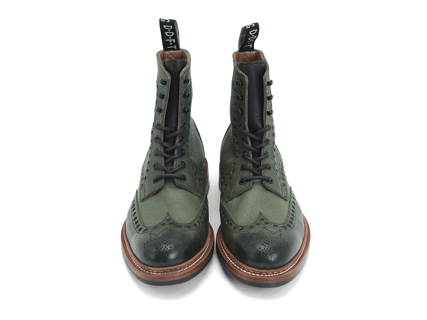 Newell (Unlined) Green Brogued Lace-Up Boot
