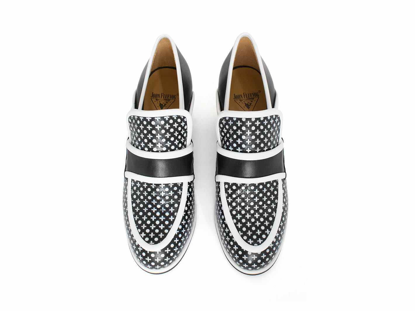Nimbus Black/White Contrast Loafer Heels: Front