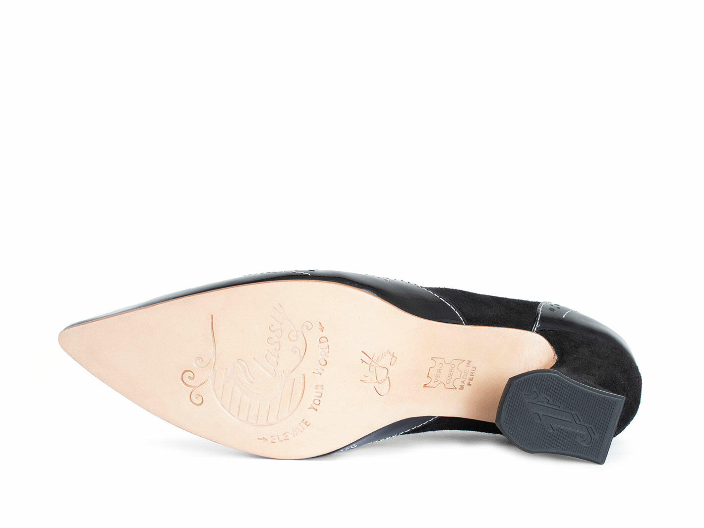 Nora Black Talon à lacets avec bout fleuri: Sole