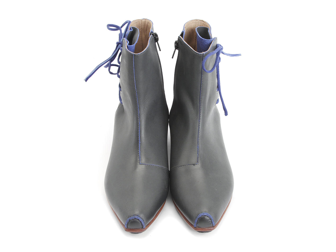 Northwood Grey & Blue Leather Boot with Side-Lace: Front