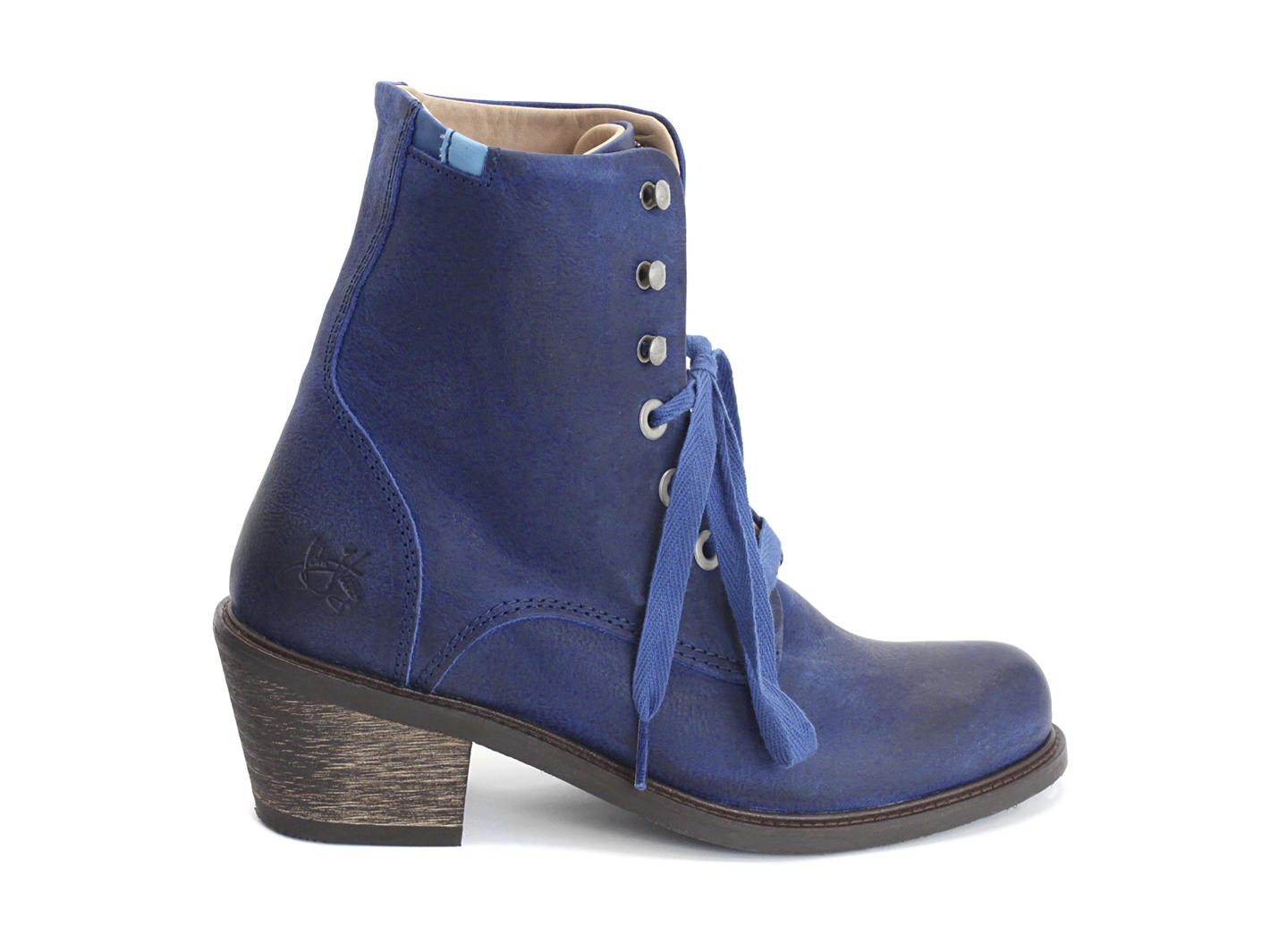 Nuni Blue Lace-Up Winter Boot: Profile outside