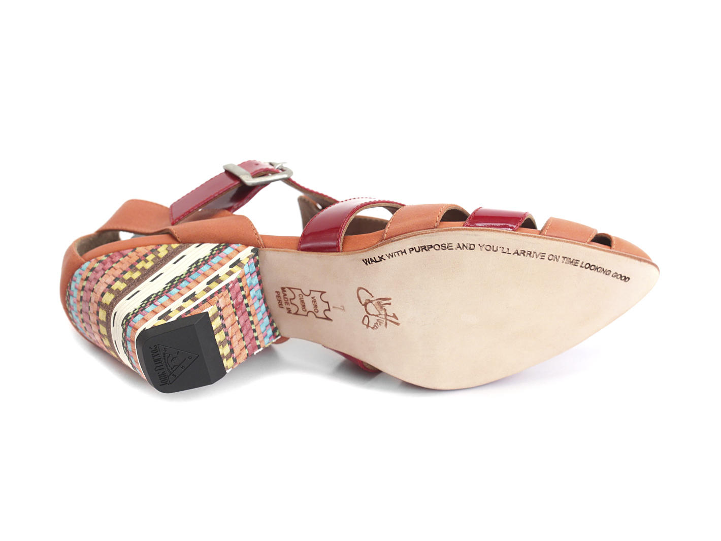 Objective Orange & rouge Low-heeled fisherman sandal: Sole