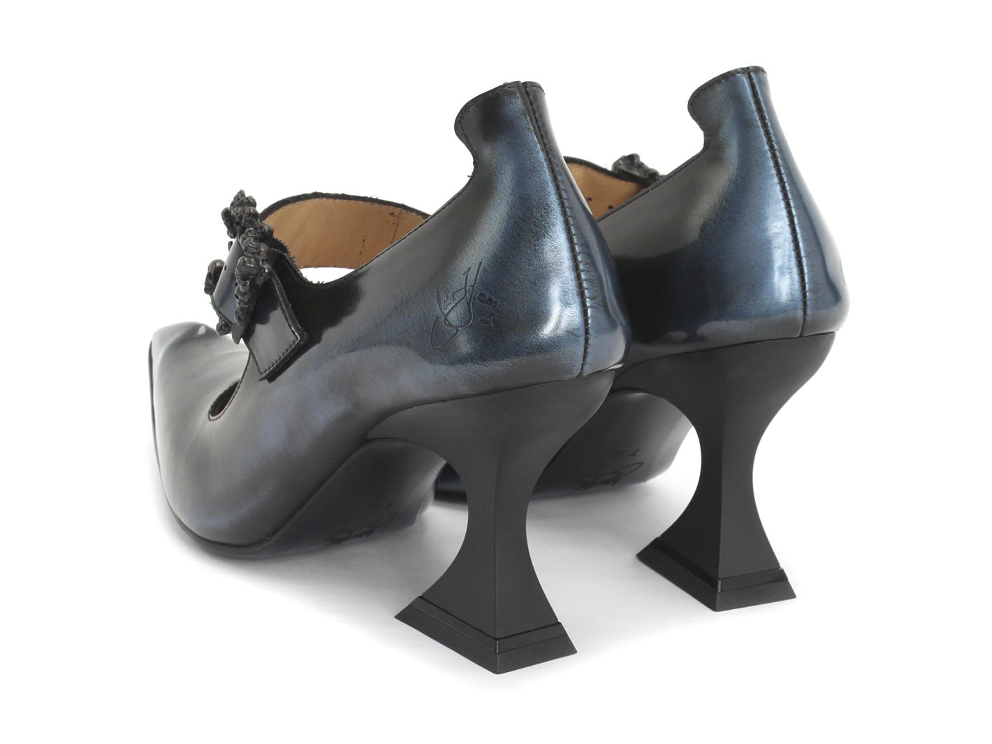 Odette Blue & Black Pointed Toe Mary Jane Heel: Back