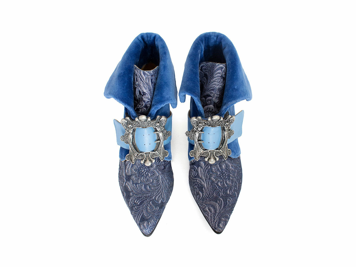 Ohbai Bleu estampé Bottillon à boucles élégant: Front
