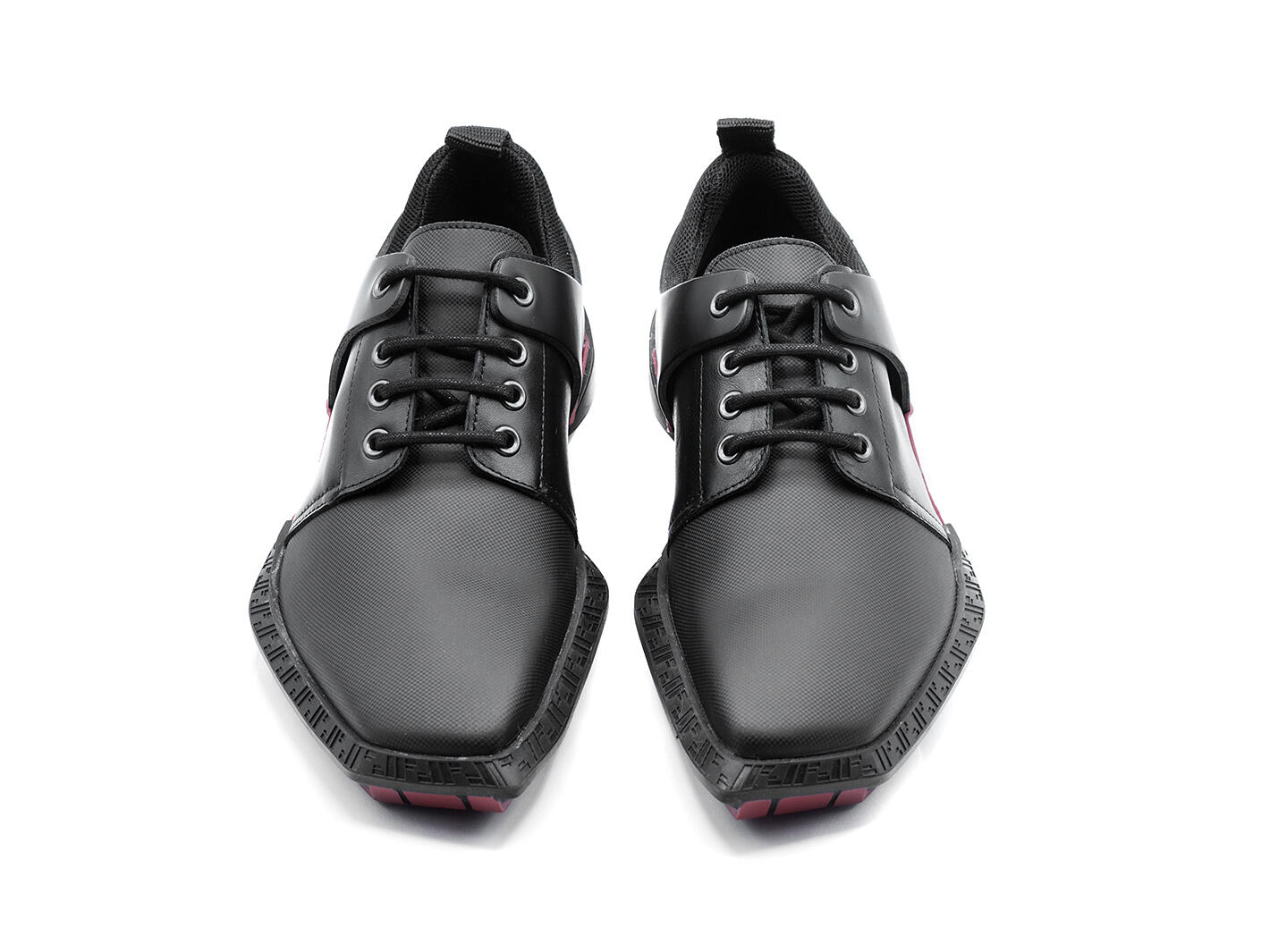 Omni Black Lace-Up Sneakers with Harness: Front