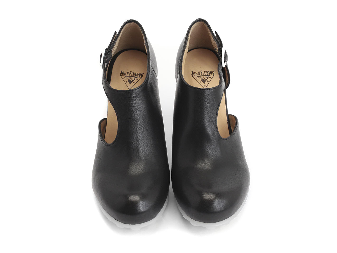 Opposition Noir Sexy side-buckled heel: Front
