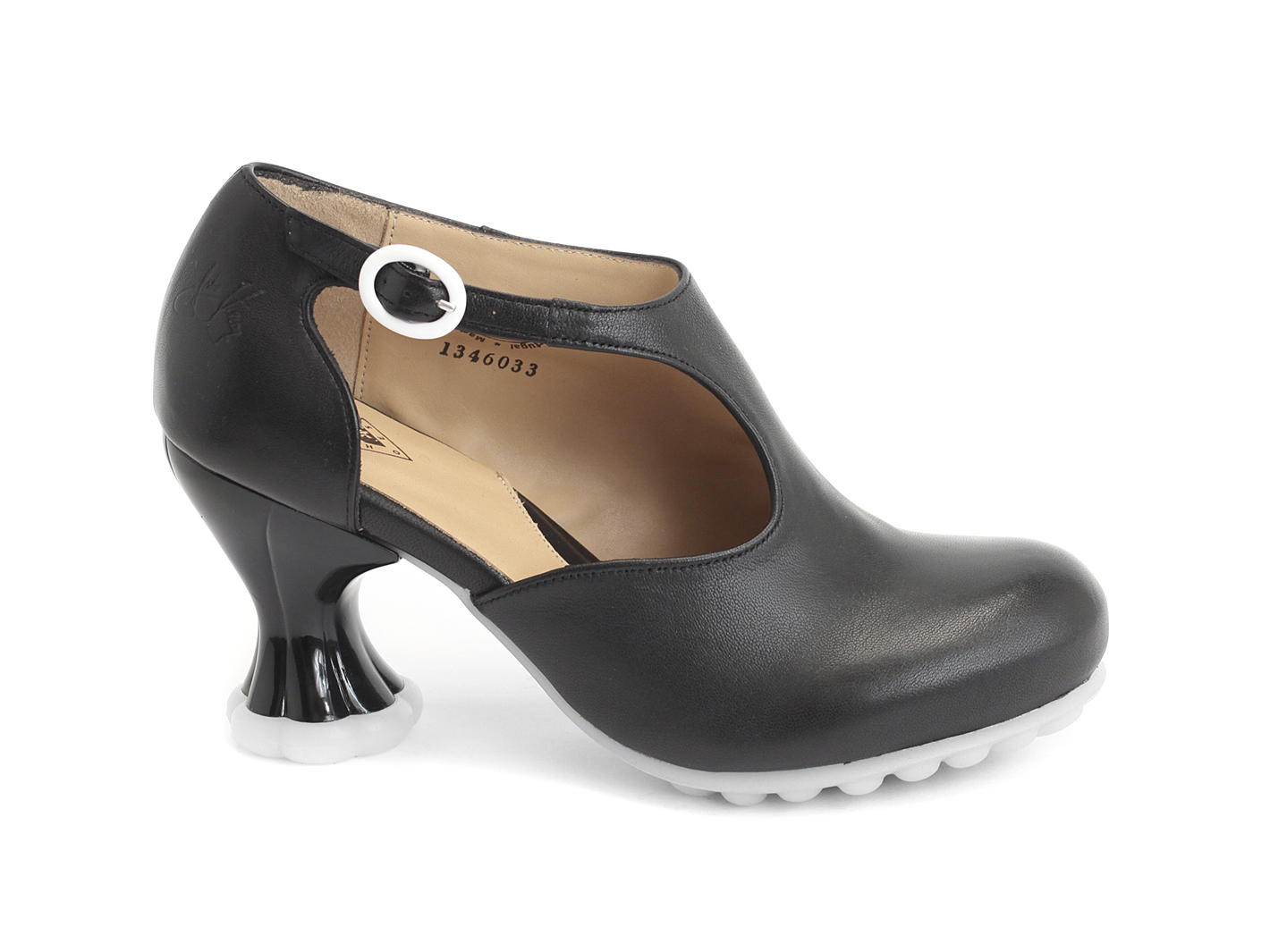 Opposition Noir Sexy side-buckled heel: Profile outside