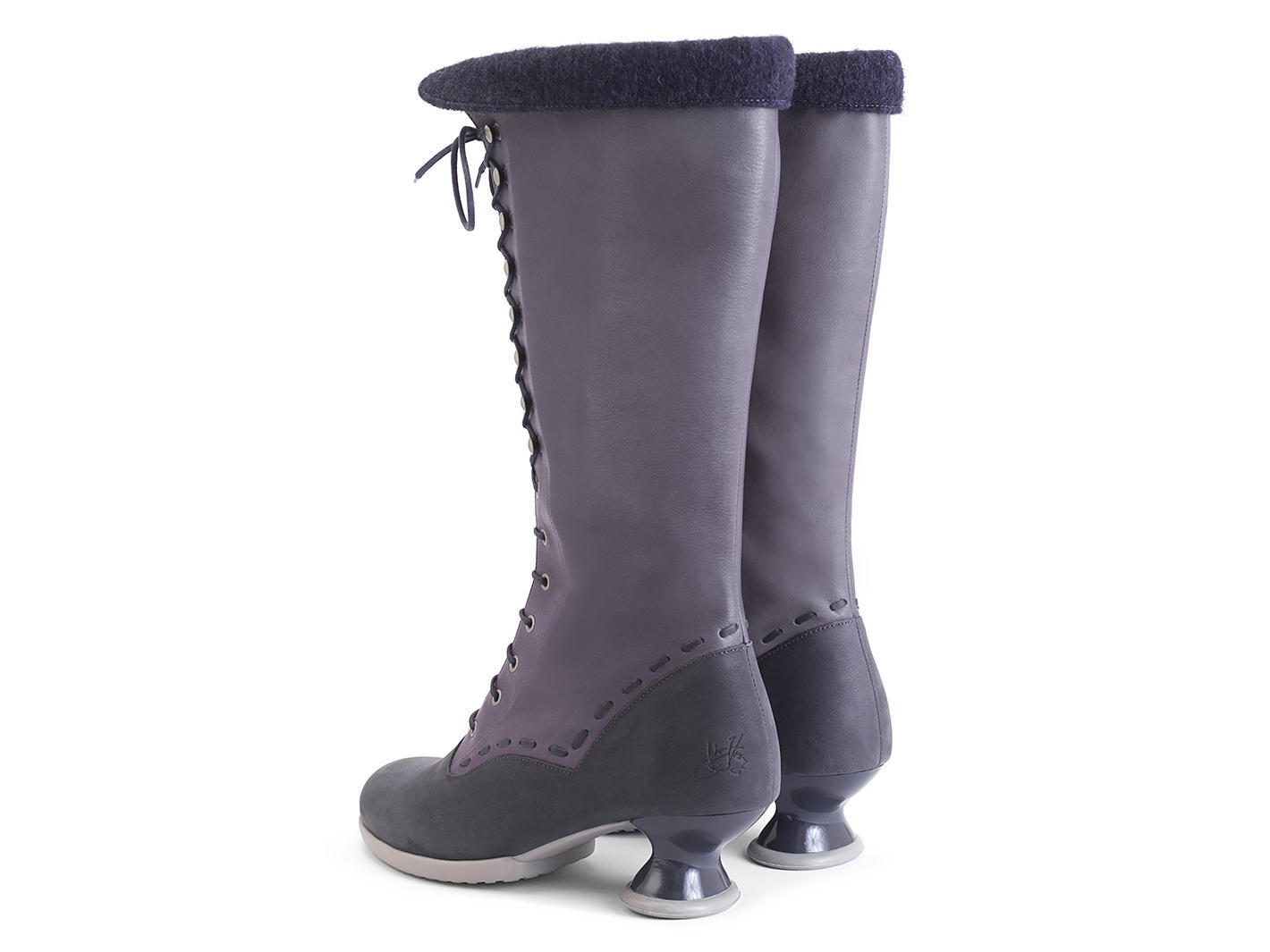 Optimist Purple Tall lace-up boot: Back