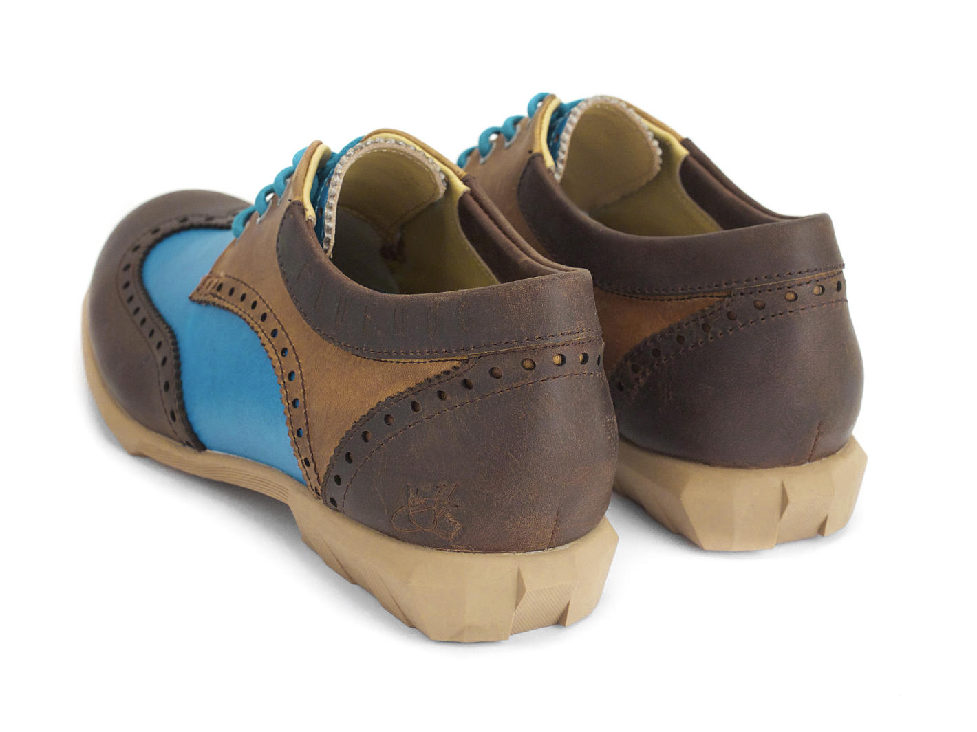 Orbit Bleu/Brun Derby à bout golf brogue: Back