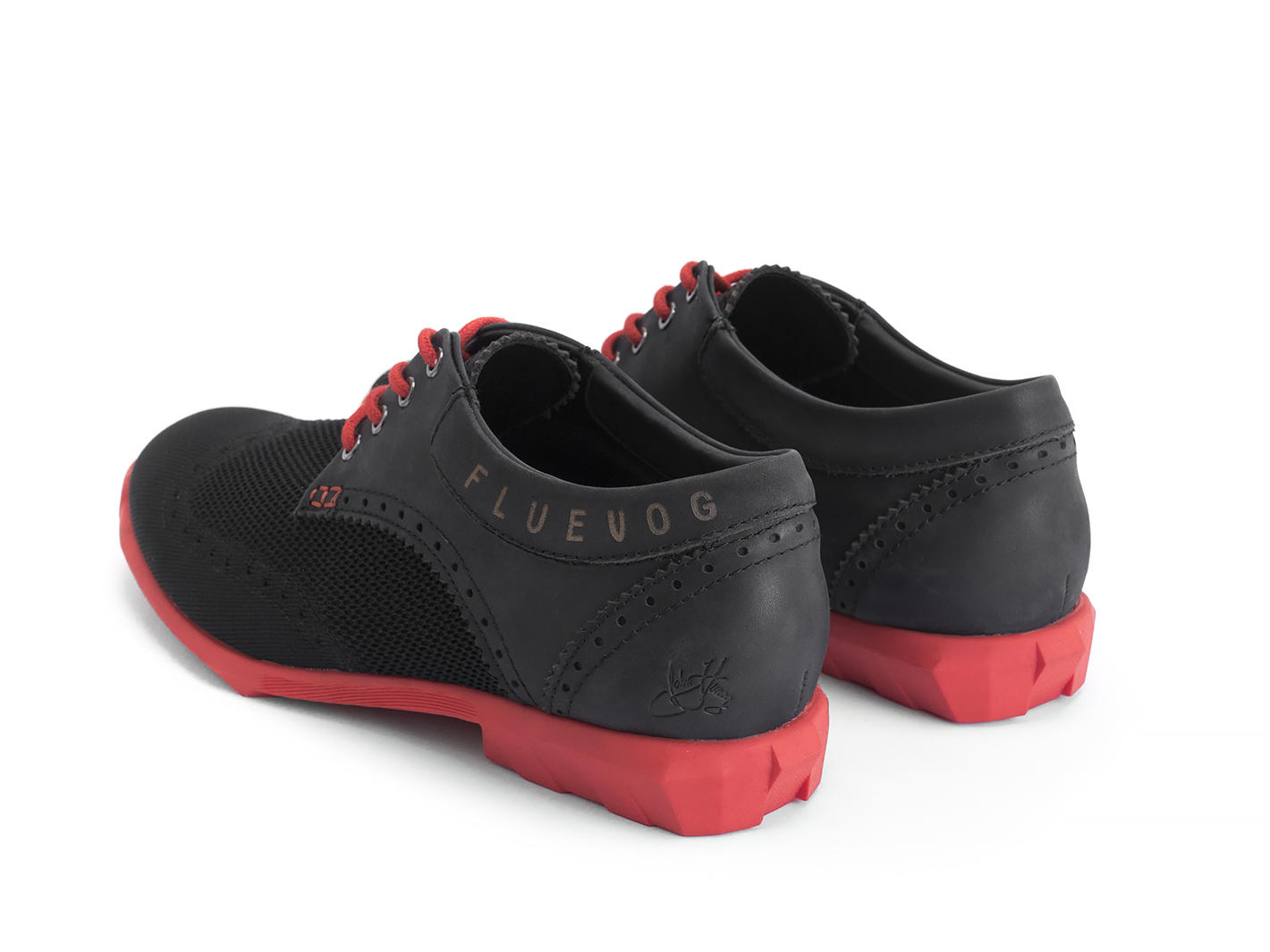 Orbit Noir/Rouge Derby à bout golf brogue: Back