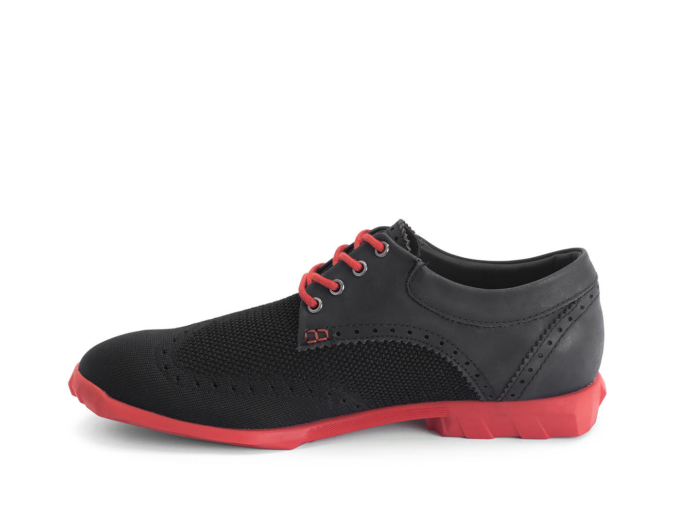 Orbit Noir/Rouge Derby à bout golf brogue: Profile inside