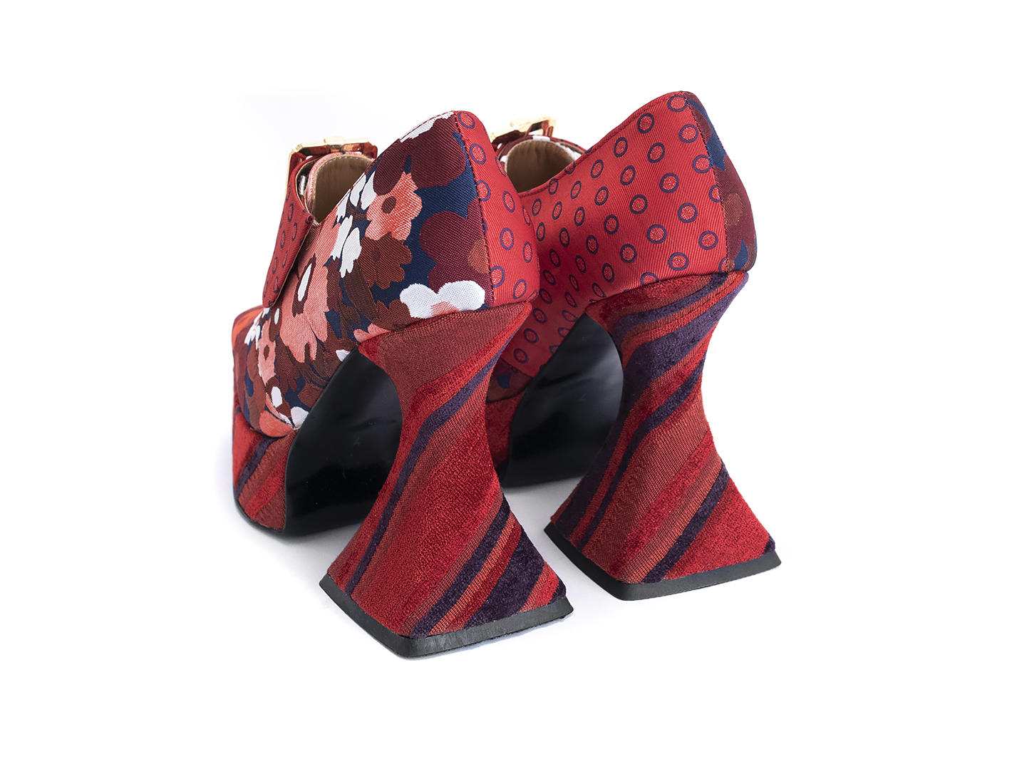 Original Floral rouge/Rayures/Pois Talon plateforme baroque: Back