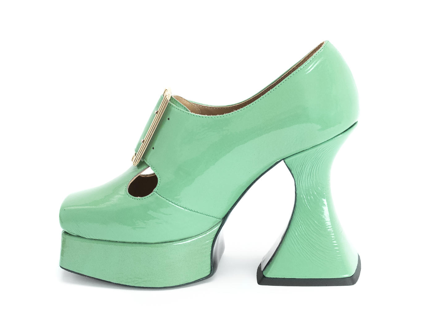 Original Green Baroque Platform Heels: Profile inside