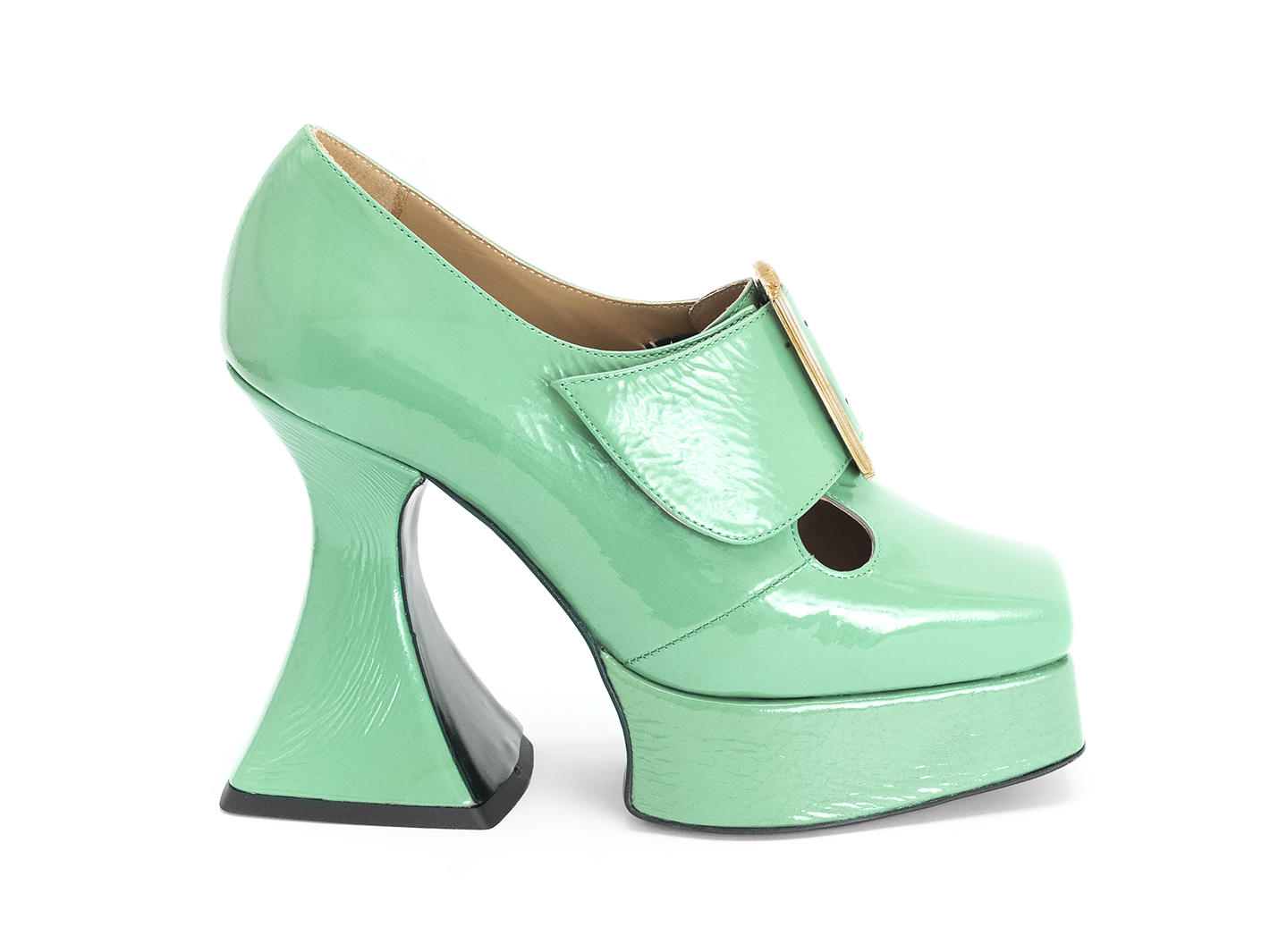 Original Green Baroque Platform Heels: Profile outside