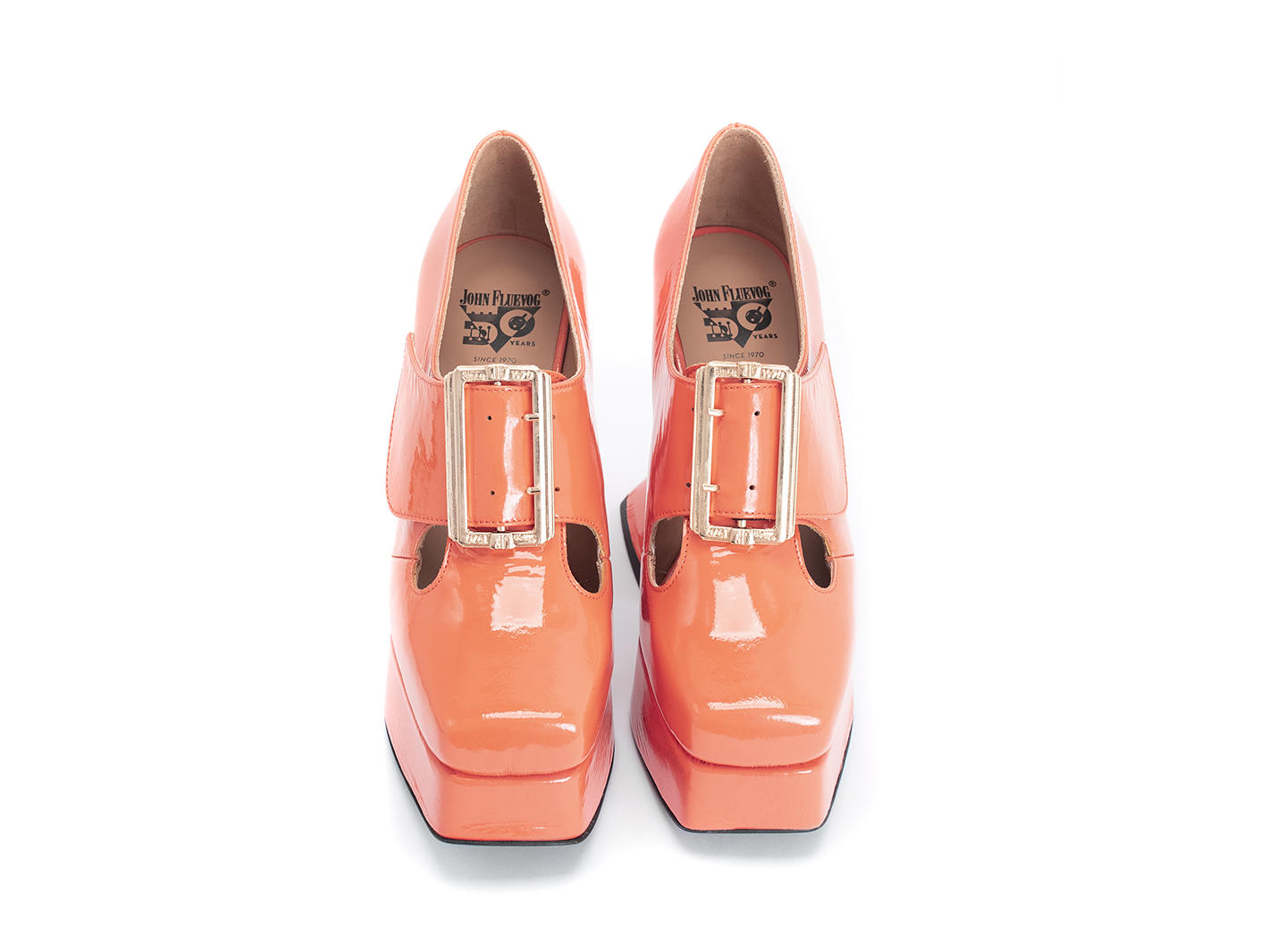 Original Orange Baroque Platform Heels: Front