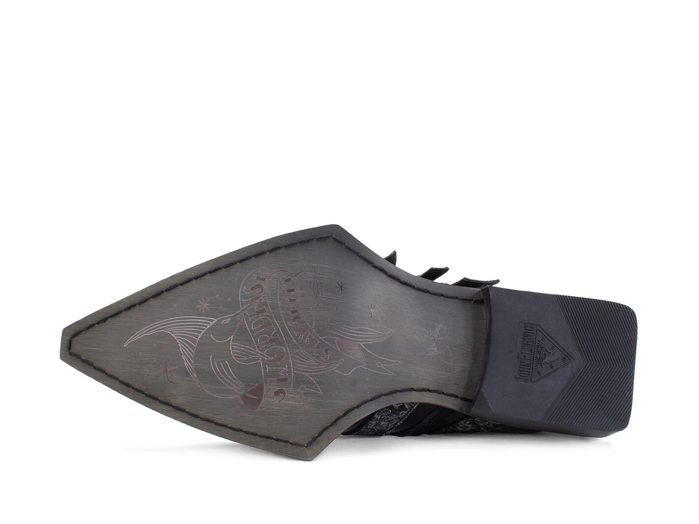 Ozzy Black Slip-On Swordfish Buckle Shoes: Sole