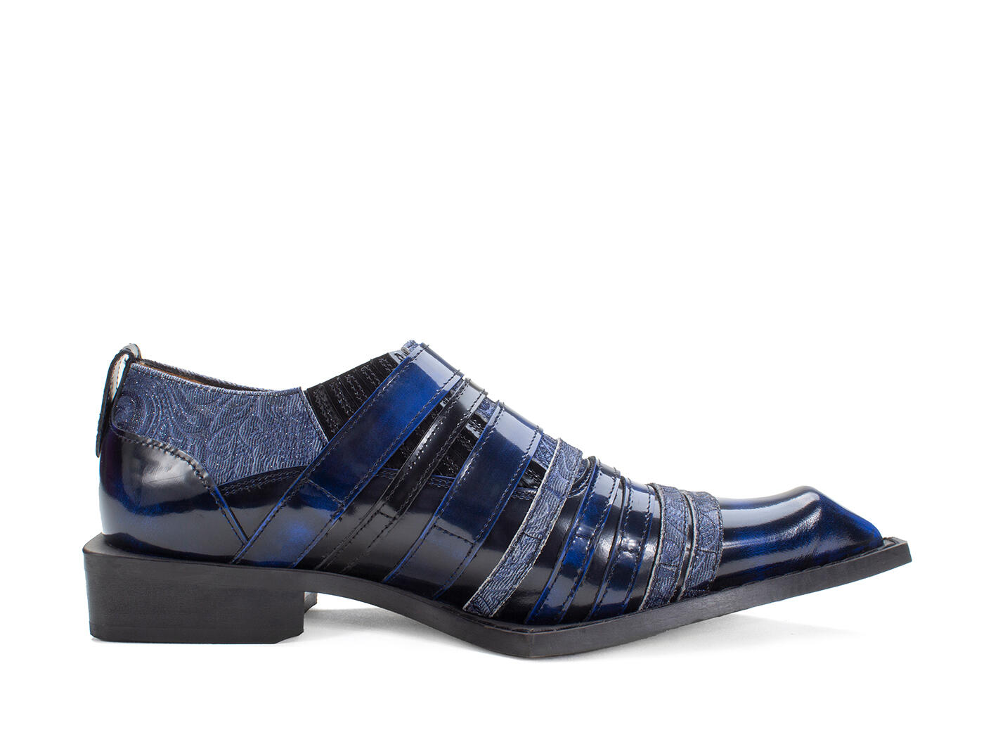 Ozzy Blue Slip-On Swordfish Buckle Shoes: Profile inside