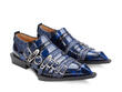 Ozzy Blue Slip-On Swordfish Buckle Shoes: Quarter view