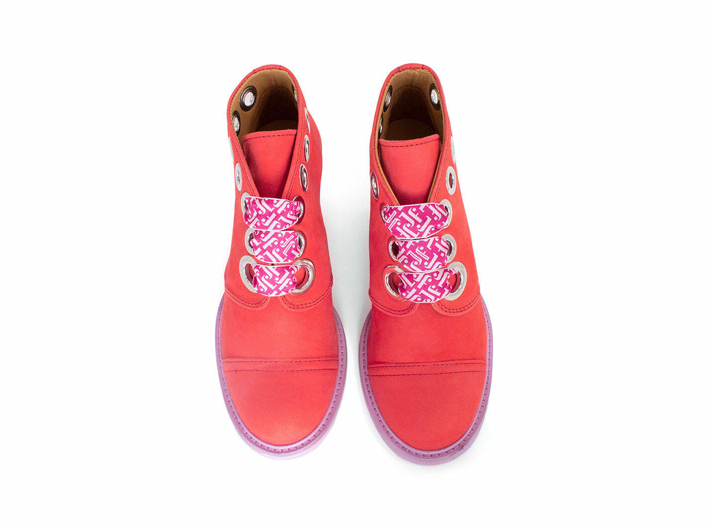 Pandora Red Ankle Boots with Eyelets: Front