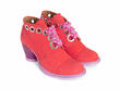 Pandora Red Ankle Boots with Eyelets: Quarter view