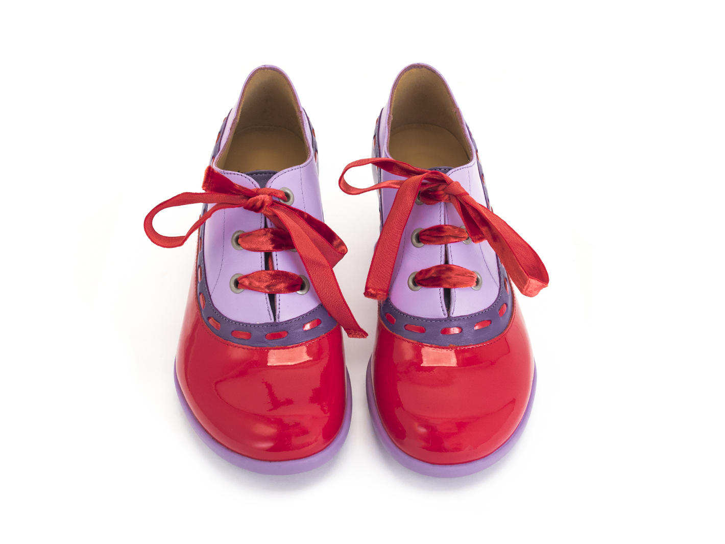 Peacemaker Red/Purple/Pink Lace-up shoe with stitching: Front