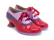 Peacemaker Red/Purple/Pink Lace-up shoe with stitching: Quarter view