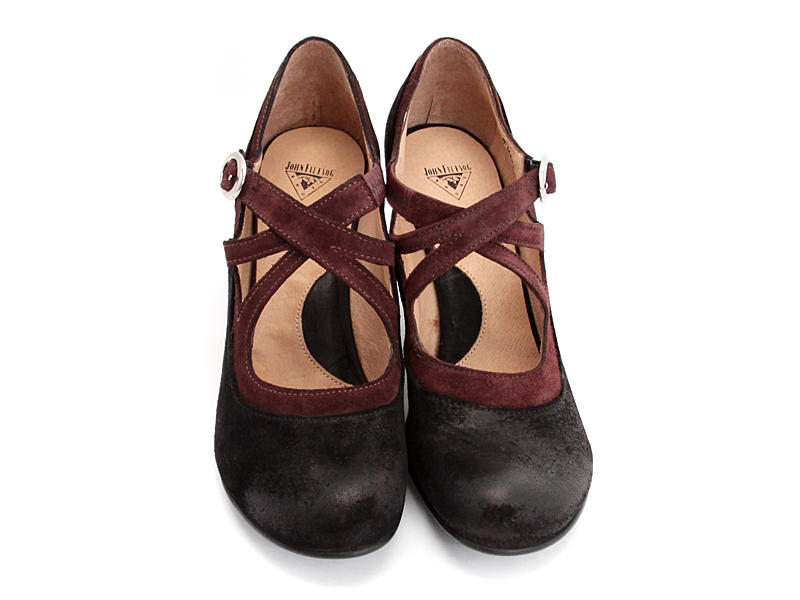 Pearl Hart Noir & Beige Charles IX croisé à talon