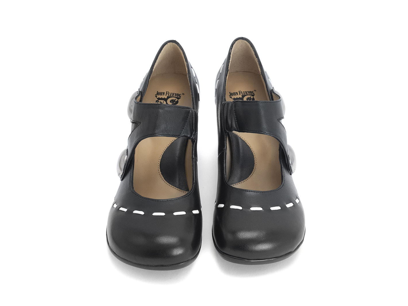 Petrella Black Mary jane with large studs: Front